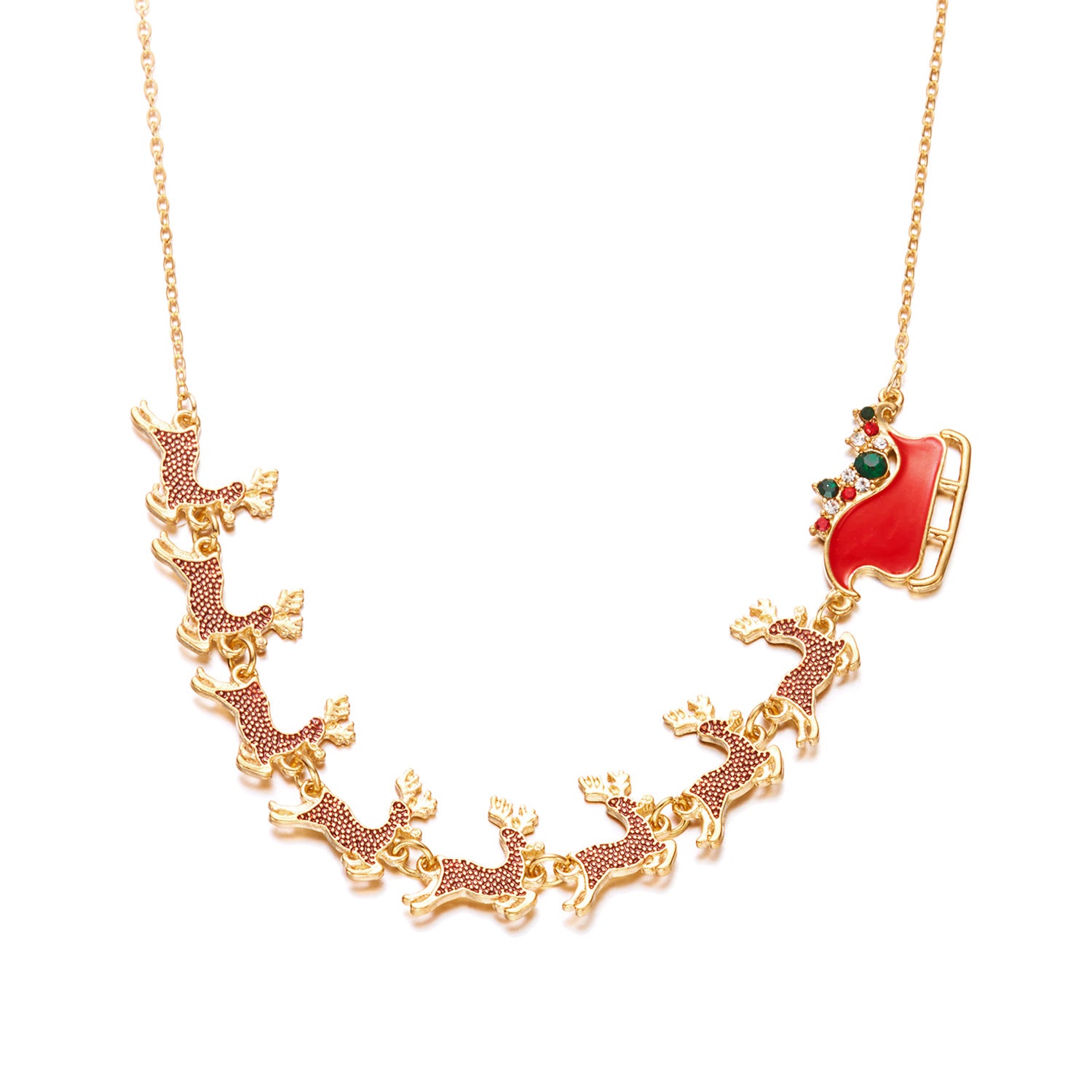 Wholesale Cute Snowman Snowflake Christmas Tree Pendant Necklace for Women